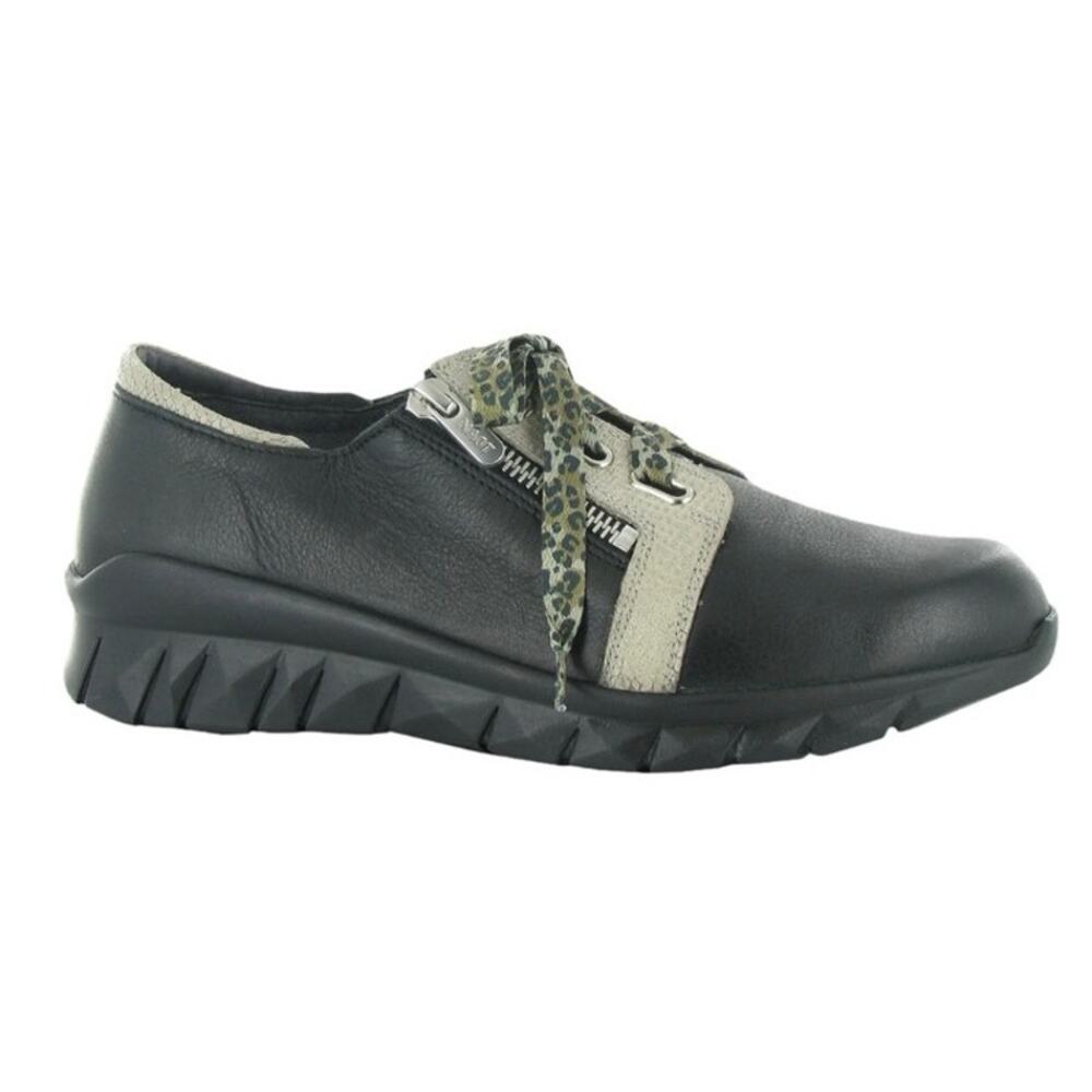 Naot Leather Lace-Up Sneakers Elios Soft Black Leather Shoes Slip Resistent